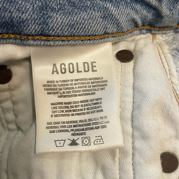 AGOLDE Riley High Rise Slim Straight Ankle Crop Light Blue Denim Jean Size 27 - Picture 11 of 13